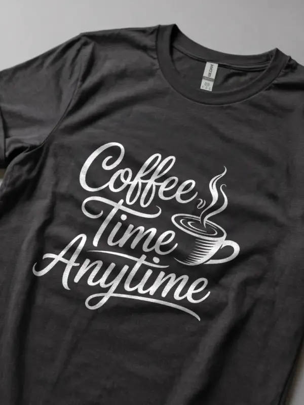 dark Lifestyle photo of dark heather coffee time anytime shirt for office professionals