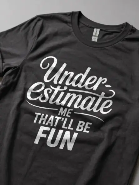 Lifestyle shot dark heather underestimate me that'll be fun shirt for modern youth