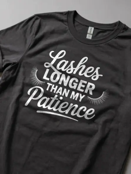 Dark Heather Shirt Lashes Longer Than My Patience Funny Lash Tech Shirt