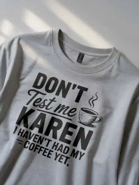 grey don’t test me Karen sassy coffee t-shirt for women