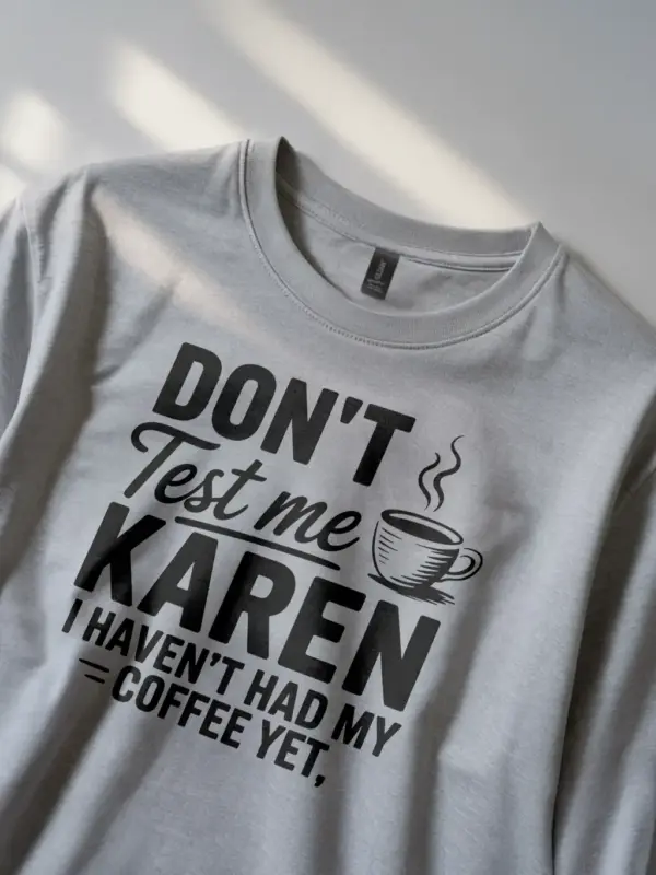 grey don’t test me Karen sassy coffee t-shirt for women