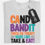 Shirt Front View – grey flatlay Candy Bandit – candy bandit kids Halloween t-shirt