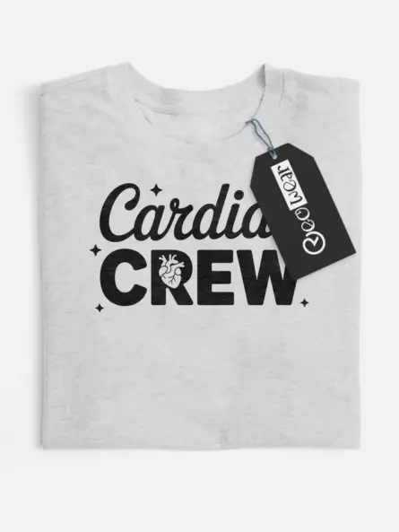 grey cardiac crew shirt front view medical gift design