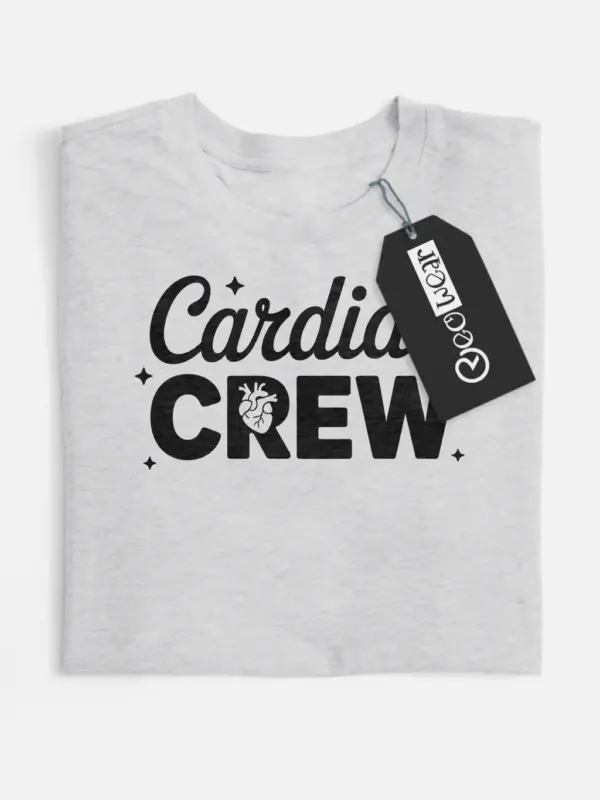 grey cardiac crew shirt front view medical gift design