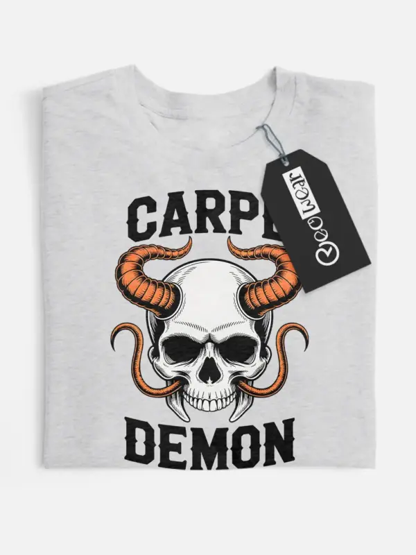 grey flatlay Shirt – Carpe Demon – carpe demon skull t-shirt