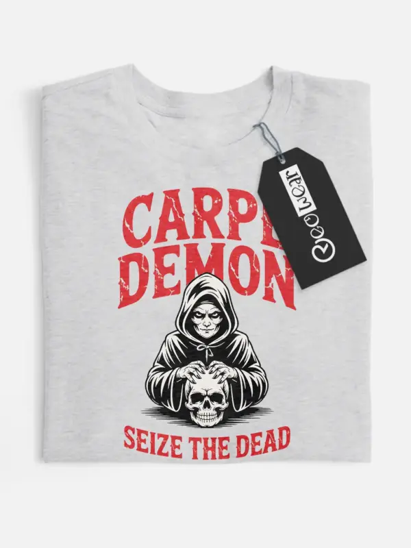 grey flatlay Shirt – Carpe Demon – carpe demon reaper t-shirt