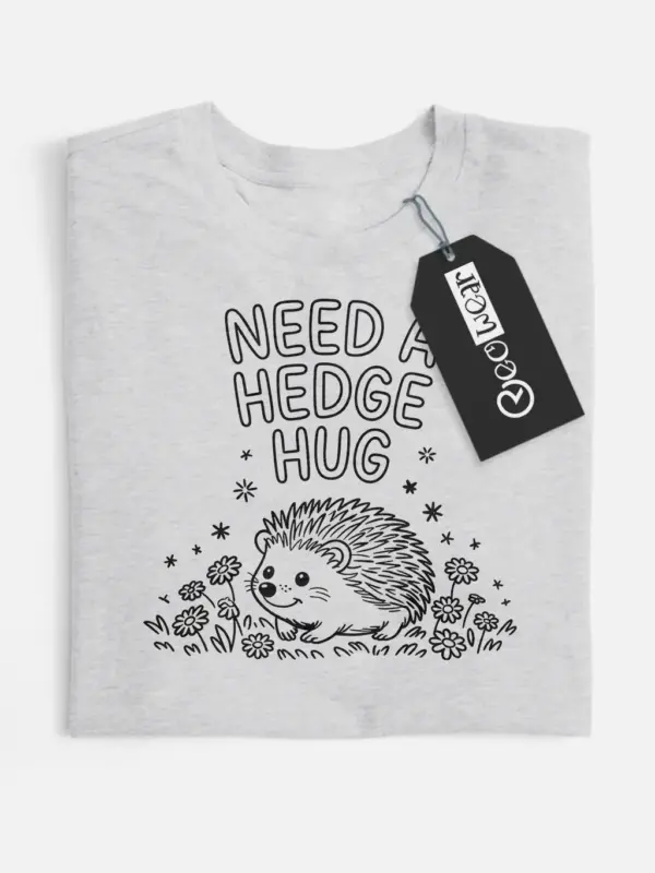grey flatlay Cute Hedgehog T-Shirt – Need a Hedge Hug Tee Cute Hedgehog T-Shirt – Need a Hedge Hug Tee