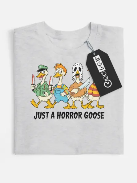 Funny Horror Goose T-Shirt for Halloween – Spooky Animal Parody Tee - Image 7
