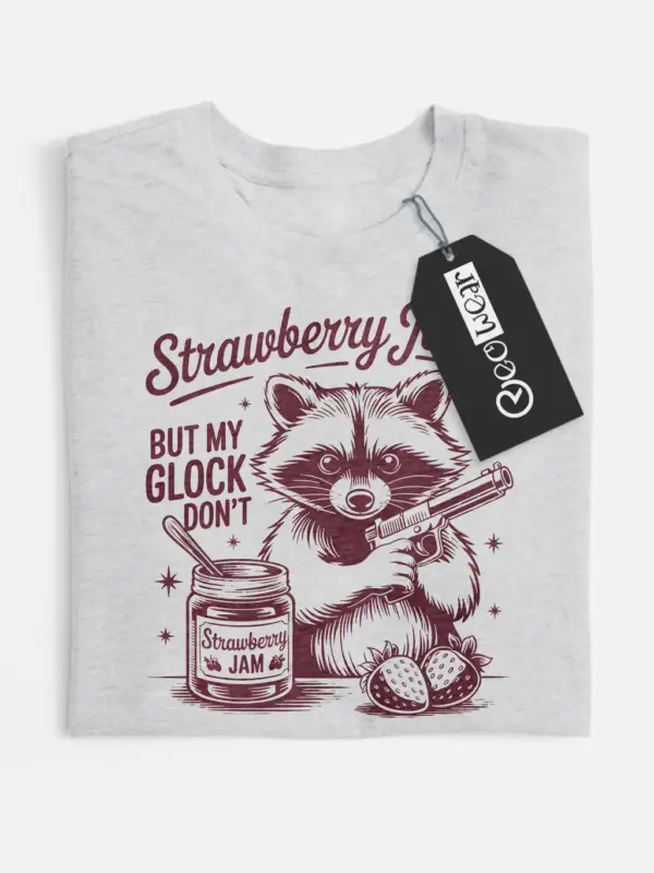 Funny Raccoon Meme T-Shirt – Strawberry Jam Glock Pun