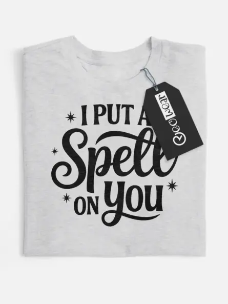grey flatlay front view i put a spell on you t-shirt constellation print