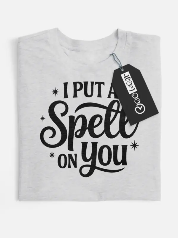 grey flatlay front view i put a spell on you t-shirt constellation print