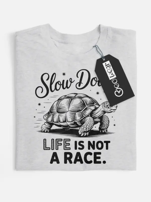 grey flatlay Mindfulness Turtle T-Shirt ΓÇô Slow Down Life Quote Design Mindfulness Turtle T-Shirt – Slow Down Life Quote Design