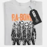 grey flatlay shirt of punk rock skeleton band t-shirt