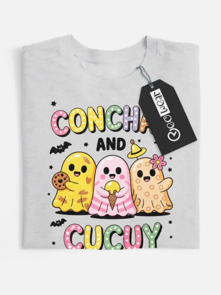 Adorable Conchas Ghost T-Shirt – Fun Latinx Halloween Apparel - Image 4