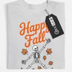 Front View grey flatlay Happy Fall Shirt – Happy Fall Skeleton T-Shirt