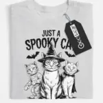 front view – Just a Spooky Cat design spooky cat Halloween t-shirt