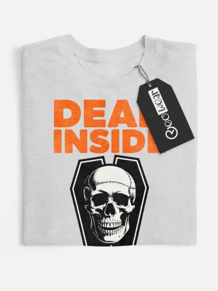 grey flatlay Shirt Front View – Dead Inside – dead inside coffin t-shirt