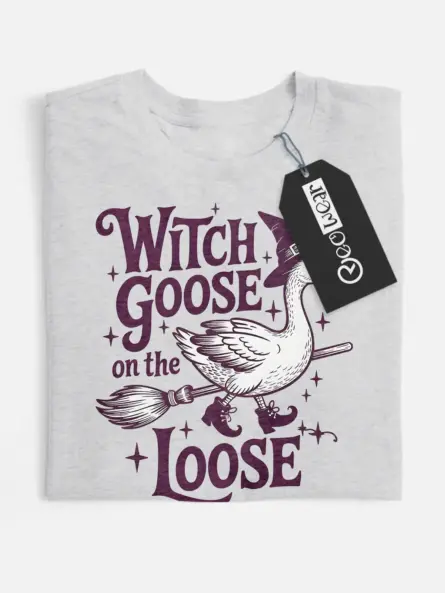 whimsical witch goose t-shirt