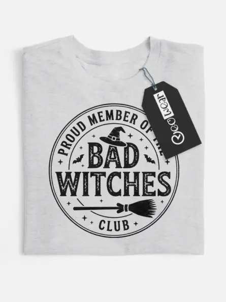 Funny Bad Witches Club T-Shirt – Vintage Witchy Halloween Tee - Image 4