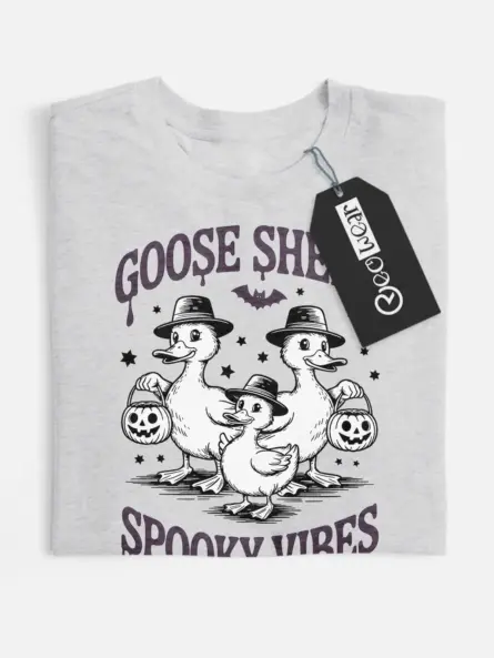 front – Goose Sheet funny goose Halloween shirt grey flatlay front