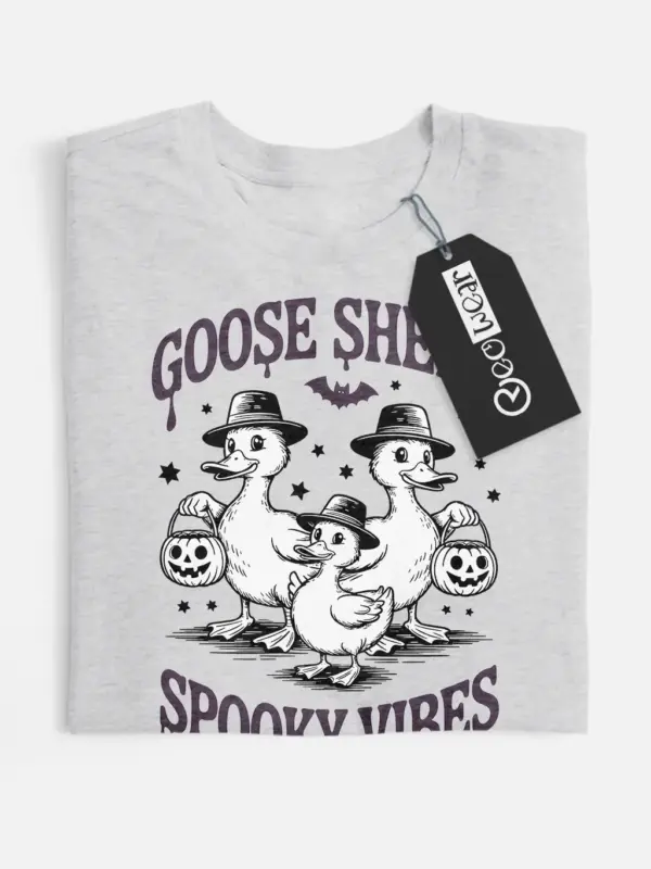 front – Goose Sheet funny goose Halloween shirt grey flatlay front