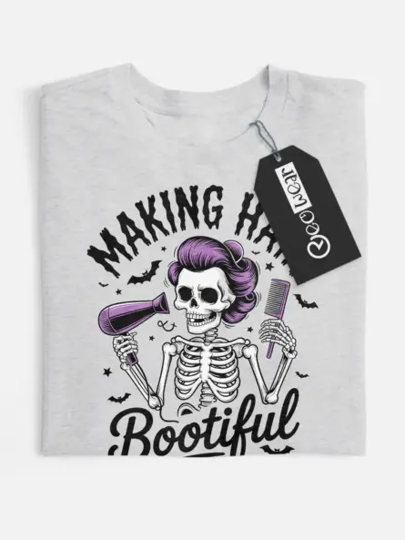 Funny Skeleton Hairdresser Halloween T-Shirt for Stylists - Image 4