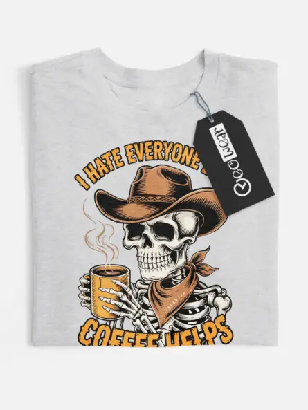 skeleton cowboy coffee t-shirt