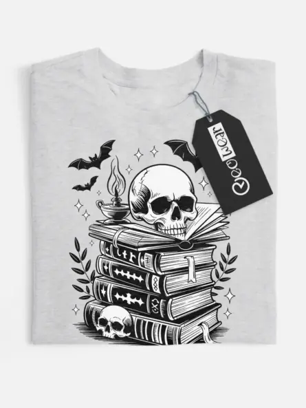 Haunted Library Skull T-Shirt for Bookworms & Dark Academia Fans - Image 4