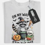funny raccoon witch t-shirt