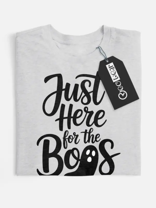 grey flatlay Shirt Just Here for the Boos Shirt – Funny Ghost Tee for Halloween Parties