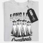 grey flatlay front view – Long Live Cowghouls print western ghost cowboy t-shirt
