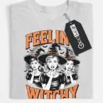 grey front – Feeling Witchy vintage witchcore Halloween shirt grey