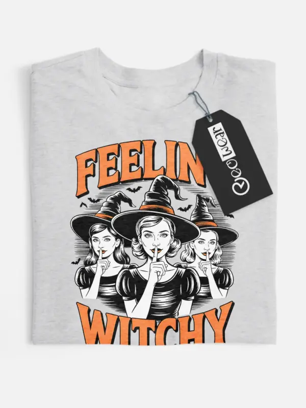 grey front – Feeling Witchy vintage witchcore Halloween shirt grey