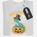 grey flatlay shirt front view - Halloween Night phrase - gecko halloween t-shirt