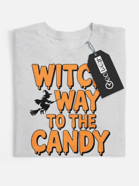 Witch Way to the Candy Shirt – Funny Halloween Tee for Kids & Parents - Image 1