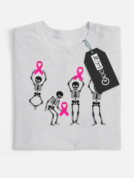 black skeleton breast cancer shirt
