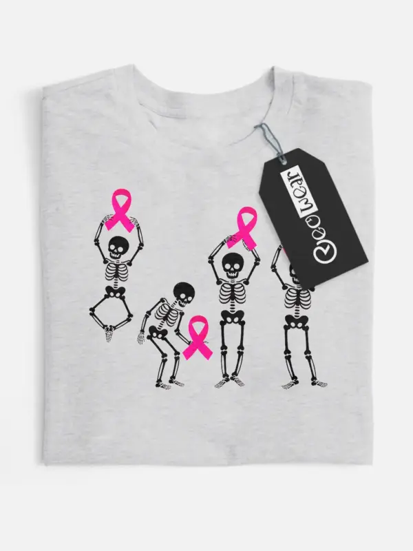 black skeleton breast cancer shirt