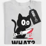 murderous cat with knife t-shirt