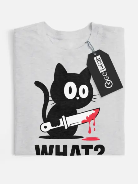 murderous cat with knife t-shirt