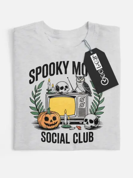 grey spooky movie social club t-shirt