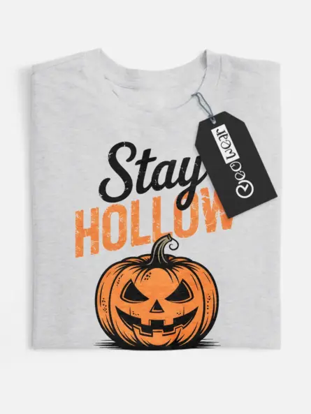 grey flatlay vintage pumpkin Halloween t-shirt