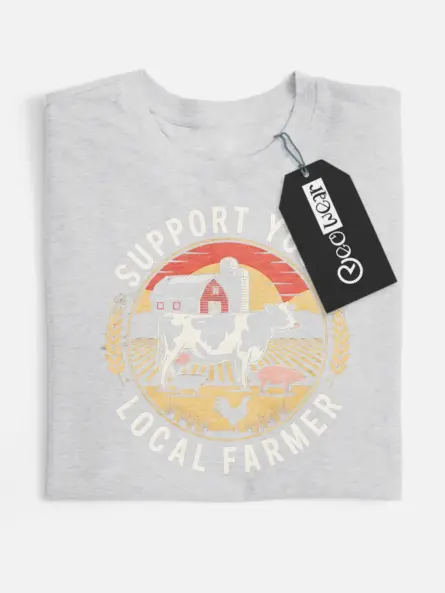 grey flatlay Lifestyle Shot - Agriculture Lover Tee - support your local farmer t-shirt