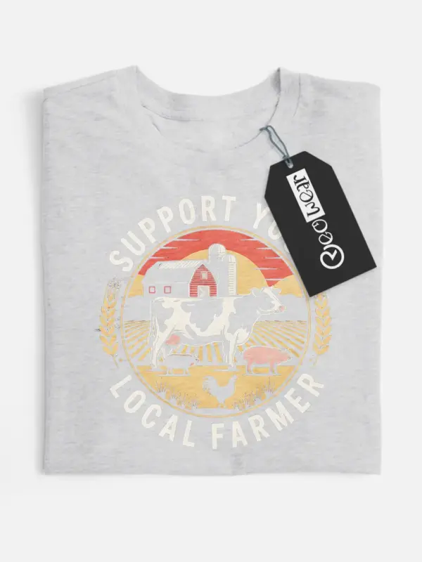 grey flatlay Lifestyle Shot - Agriculture Lover Tee - support your local farmer t-shirt