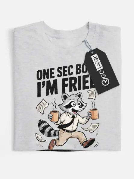 Burnout Humor T-Shirt – Funny Raccoon Work Tee for Overworked Pros - Image 1