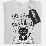 cat book lover shirt