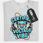 Grey Certified Voltage Vibe Shirt Back – electrician humor shirt for science students