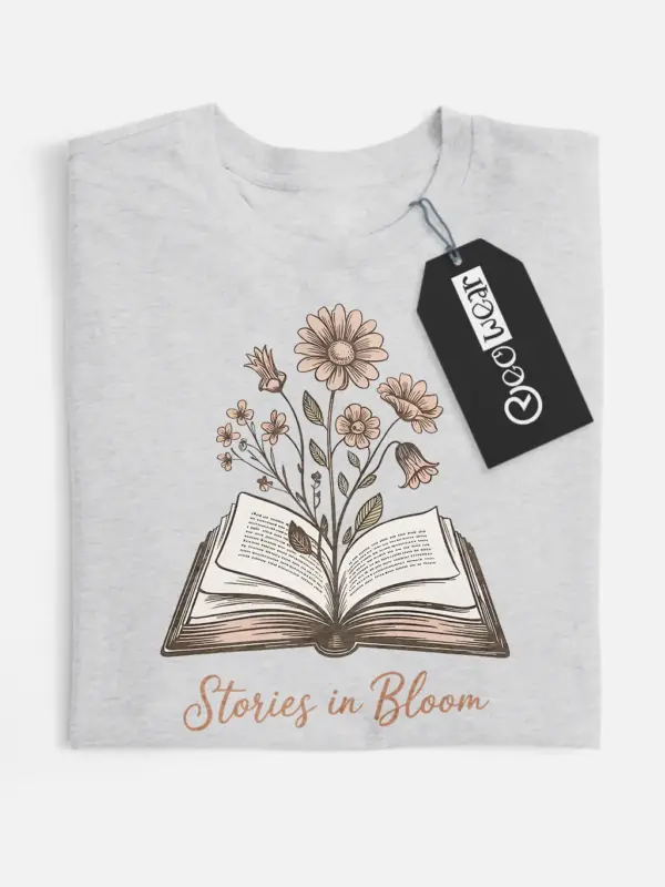 grey flatlay floral-book-lover-t-shirt floral book lover t-shirt