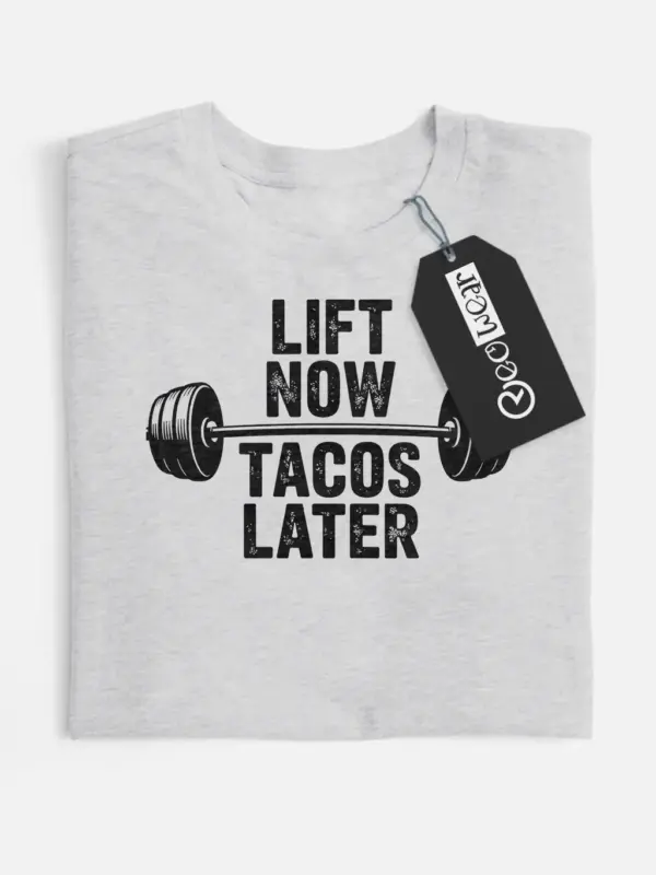 grey flatlay funny taco gym t-shirt funny taco gym t-shirt