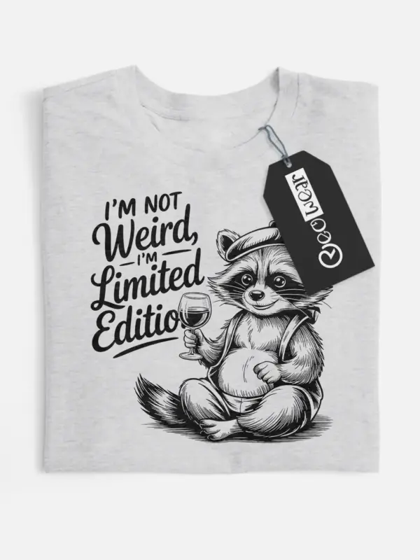 grey flatlay Shirt "I'm not weird I'm limited edition" – limited edition raccoon t-shirt