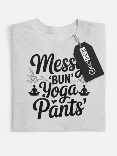 messy bun yoga pants t-shirt for moms